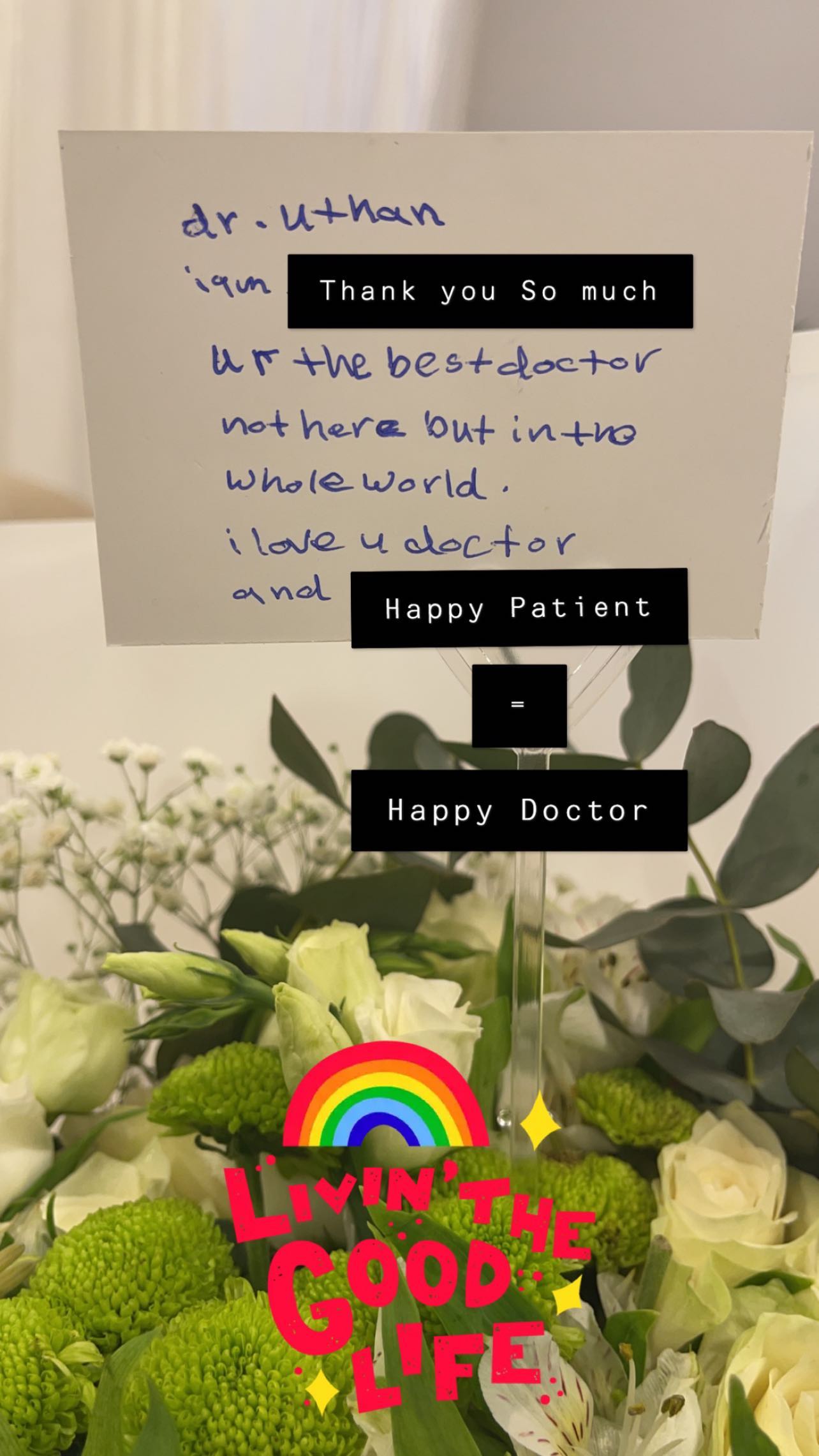 Patient message to Dr. Usman — screenshot from Instagram
